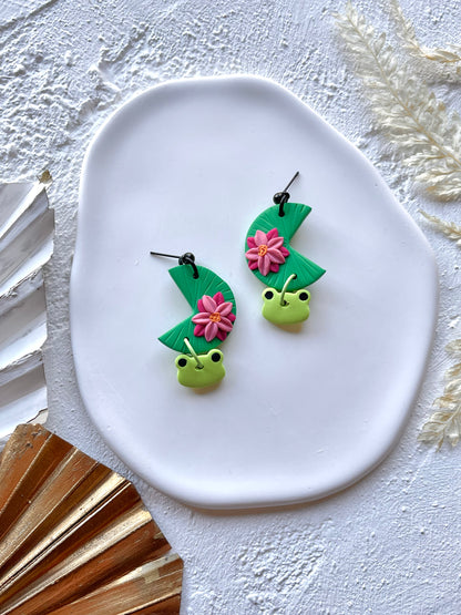 'Lily pad and frog' Dangles