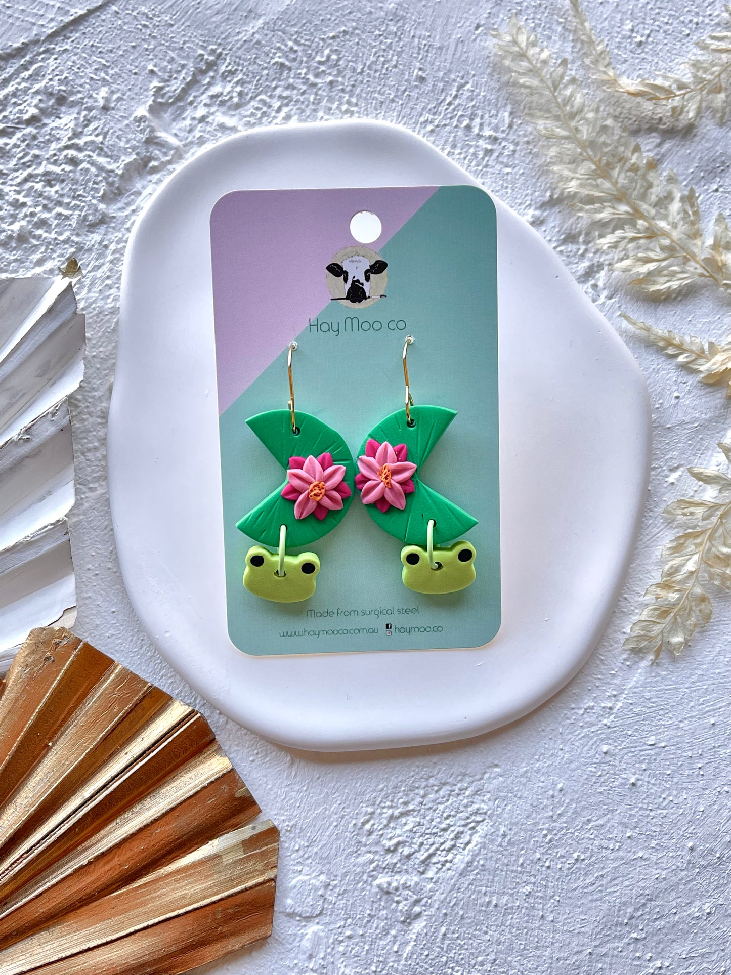 'Lily pad and frog' Dangles